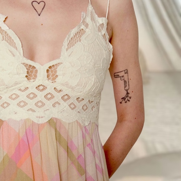 **SOLD** FREE PEOPLE Adella Sleeveless Printed Mini Slip Dress in Ivory NWT - Picture 7 of 16